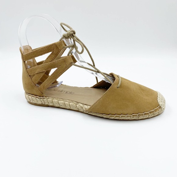 Sage & Simple Nude Tan Lace Up Espadrille Flats 6 Medium - Picture 1 of 10